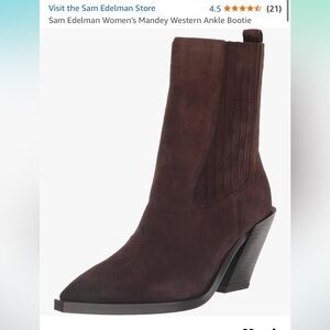 Sam Edelman Mandey Western Ankle Bootie Chocolate Brown Size 8.5